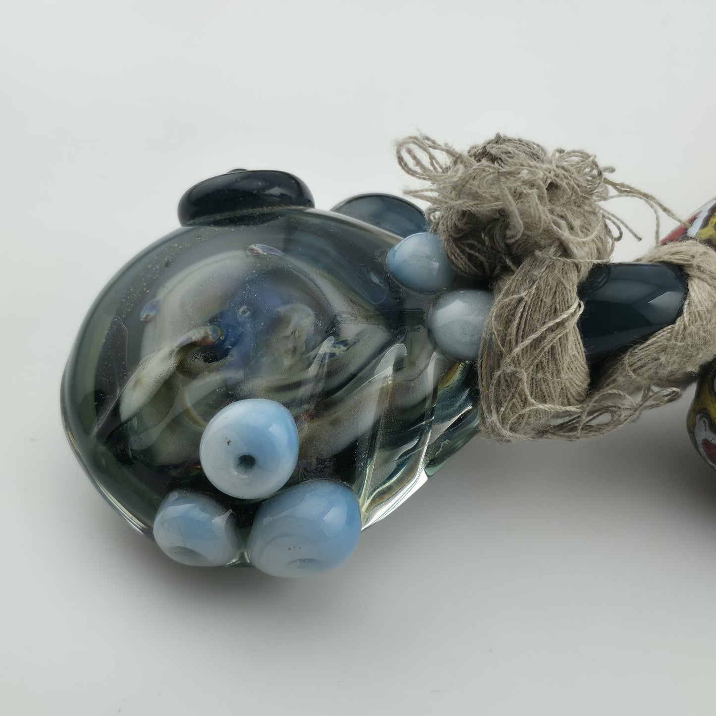 Handmade African Trade Bead & Lampwork Glass Pendant Necklace – 17" Drop Boho Tribal Folk Art