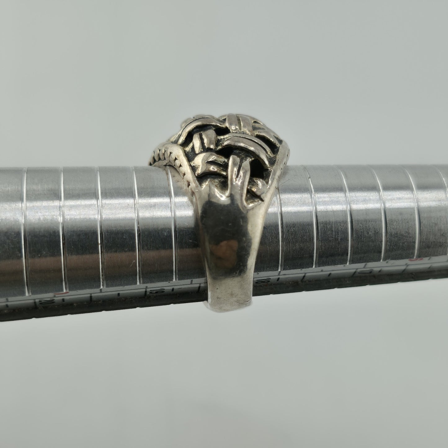 STERLING SILVER Ring 925 BYZANTINE DOME BRAIDED  Abstract Puff BAND Vintage 8