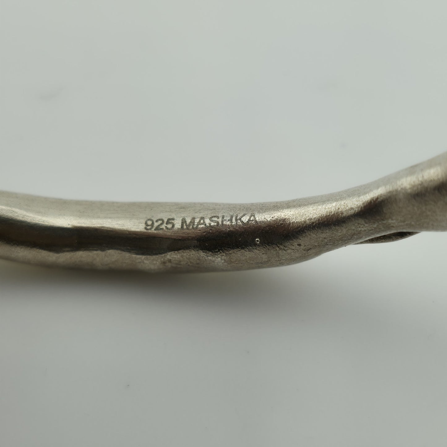 Mashka Antiqued Sterling Silver pod bangle with gold pyrite Size 2.3" Tested