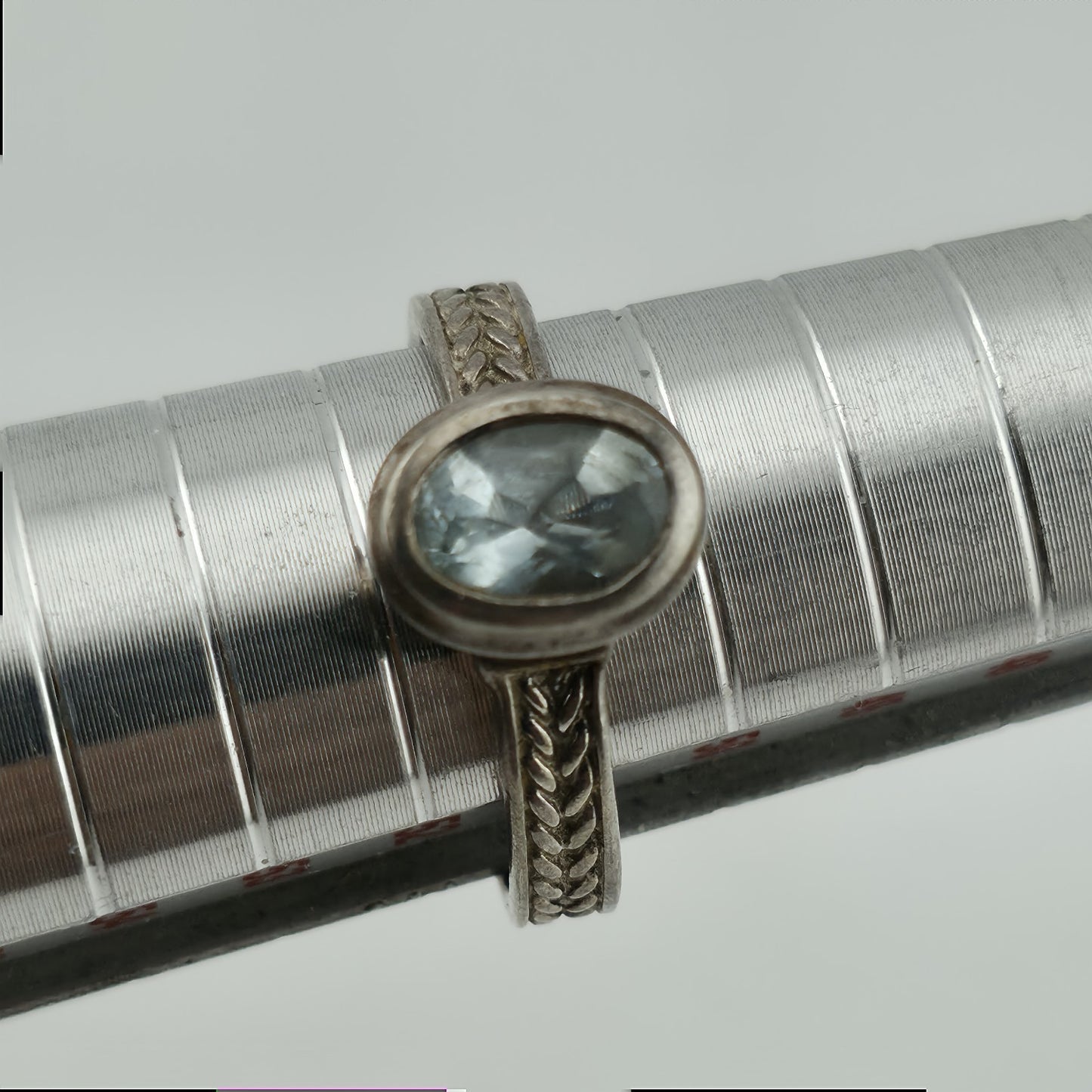 SeidenGang Ring Sterling Aquamarine Blue Stone Size 5.75 Patina