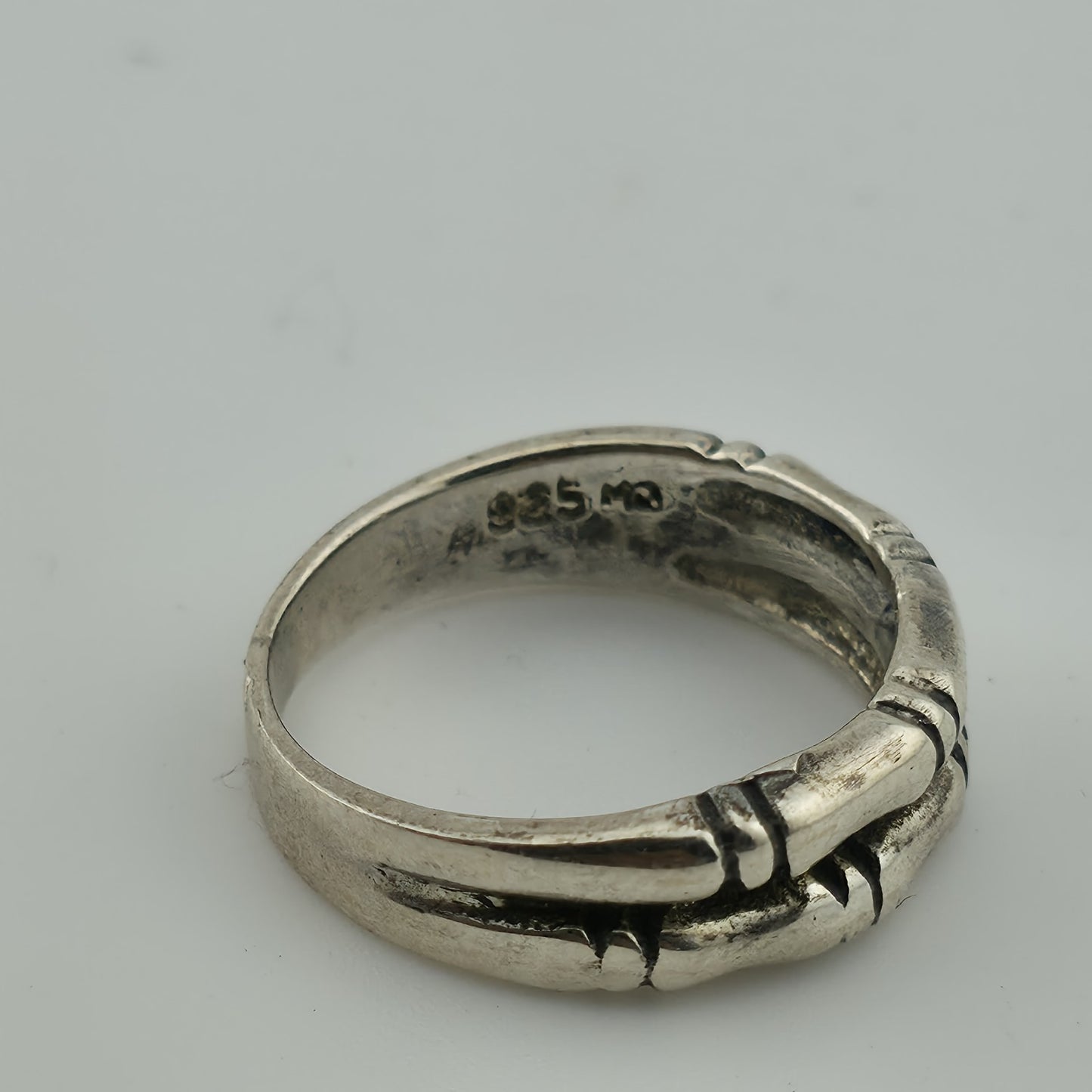 Bone Bamboo Textured Ring 925 Sterling Silver Jewelry Signed MD Size 6.5