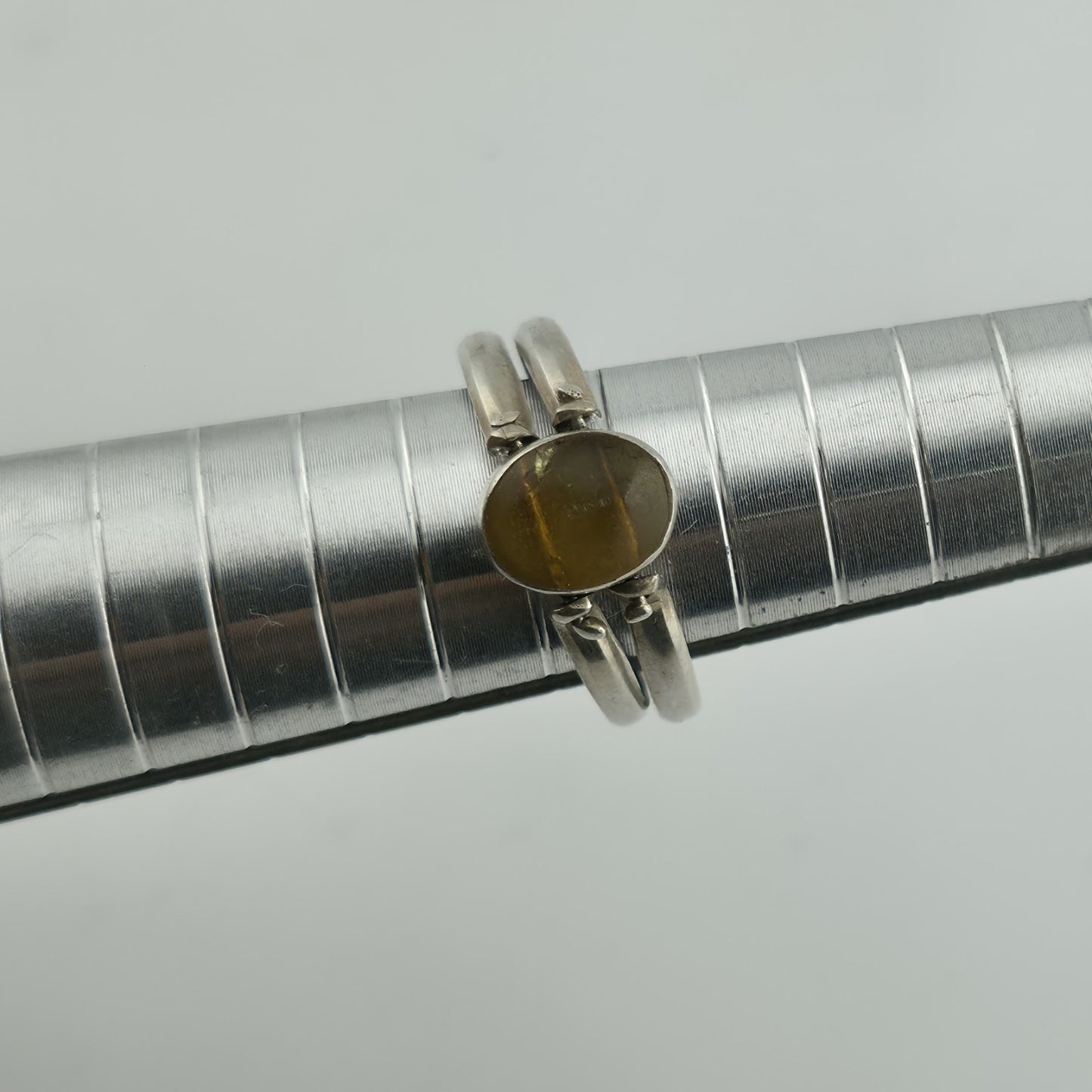 sterling Silver Ring two in one Golden Honey Amber Sky Blue Larimar size 7.5