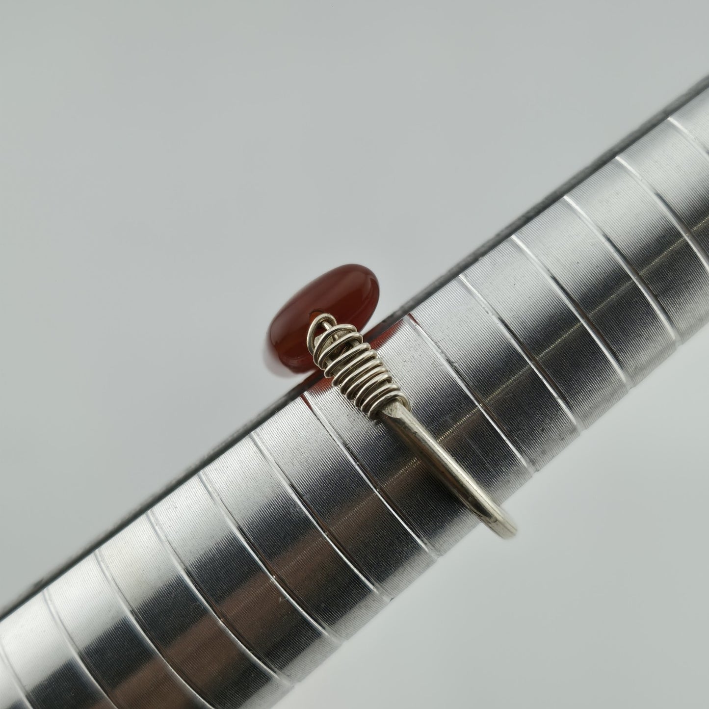 Sterling Silver Ring Carnelian Stone Cocktail Goth size 725