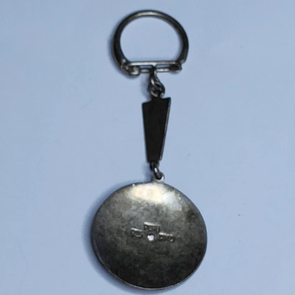 Peruvian Sterling Silver 925 PMD Enamel Llama Medal Keychain Vintage Red