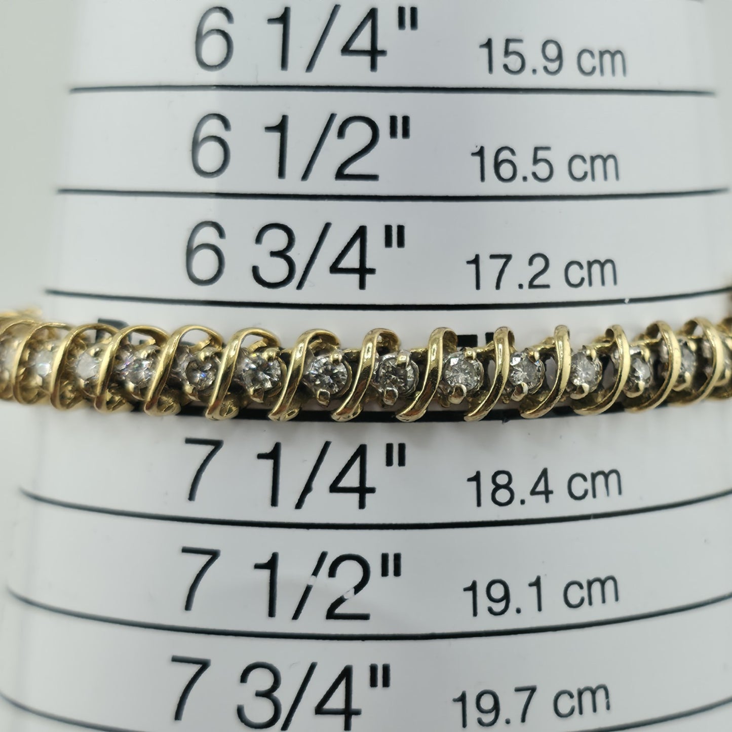 14k Yellow Gold 1.50CT Round Cut Diamond "S" Link S Figure Tennis Bracelet 7"