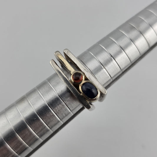 Sterling Silver Ring Mid-Century contemporary Artisan Minimalist Square Stack 8