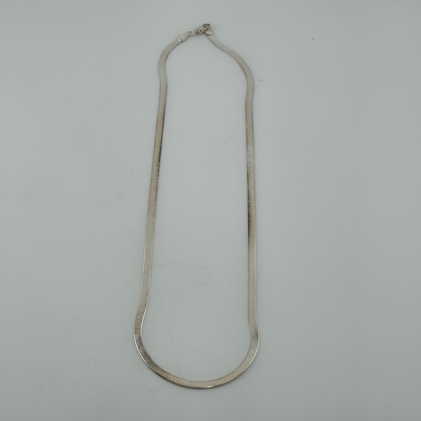 Italy 925 Sterling Silver Herringbone Chain 17” 3mm Lobster Clasp Necklace