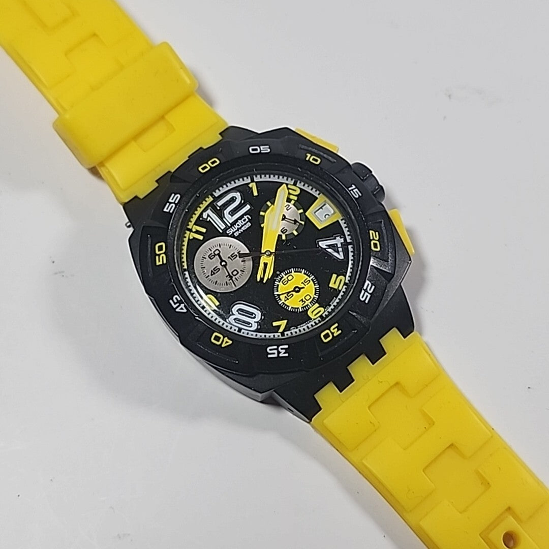 Swatch Chrono YELLOW HEAD SUIB401 - near mint condition WORKING