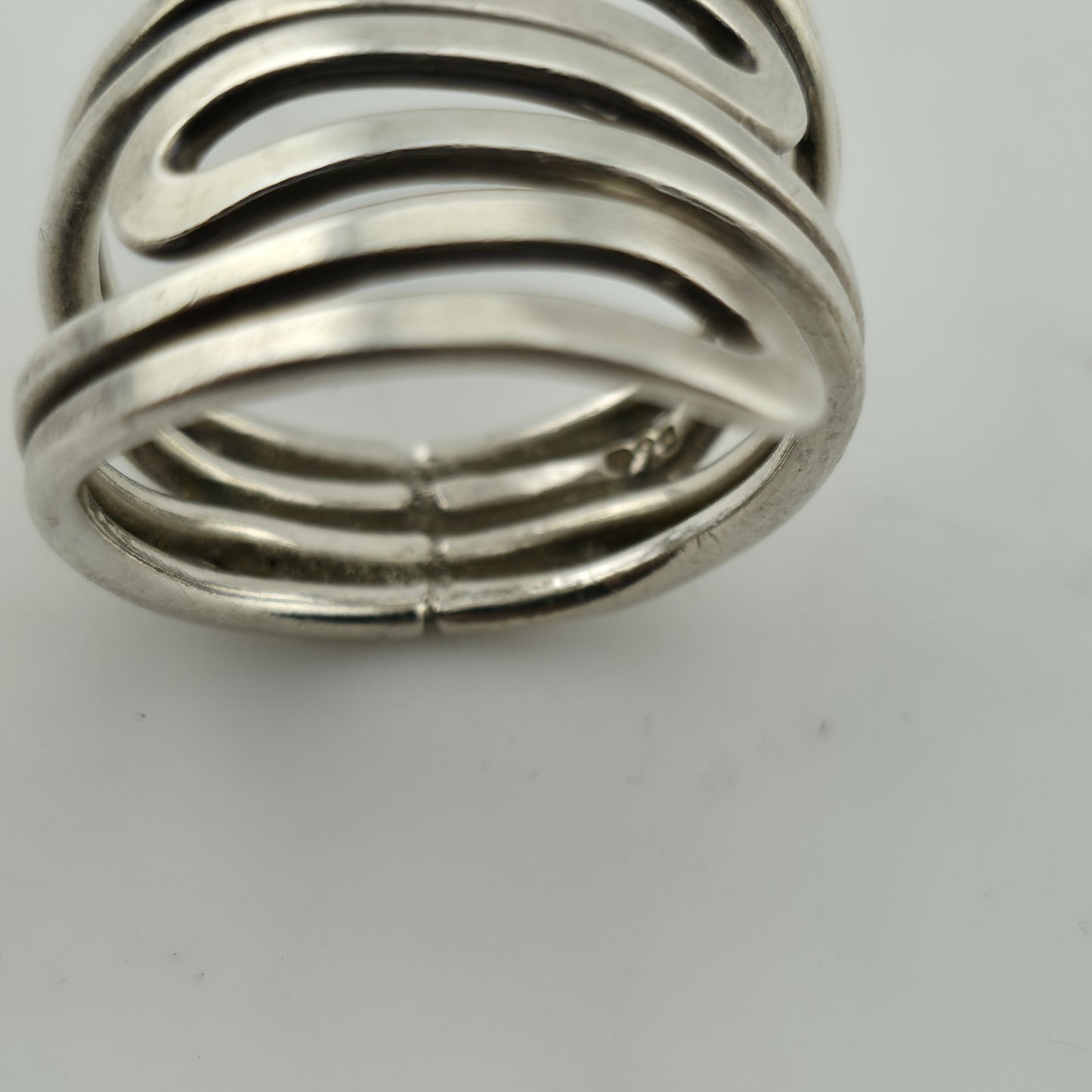 MAZE Ring Sterling Silver Bold MODERN Abstract Loop Wide Art Deco 925 Size 8