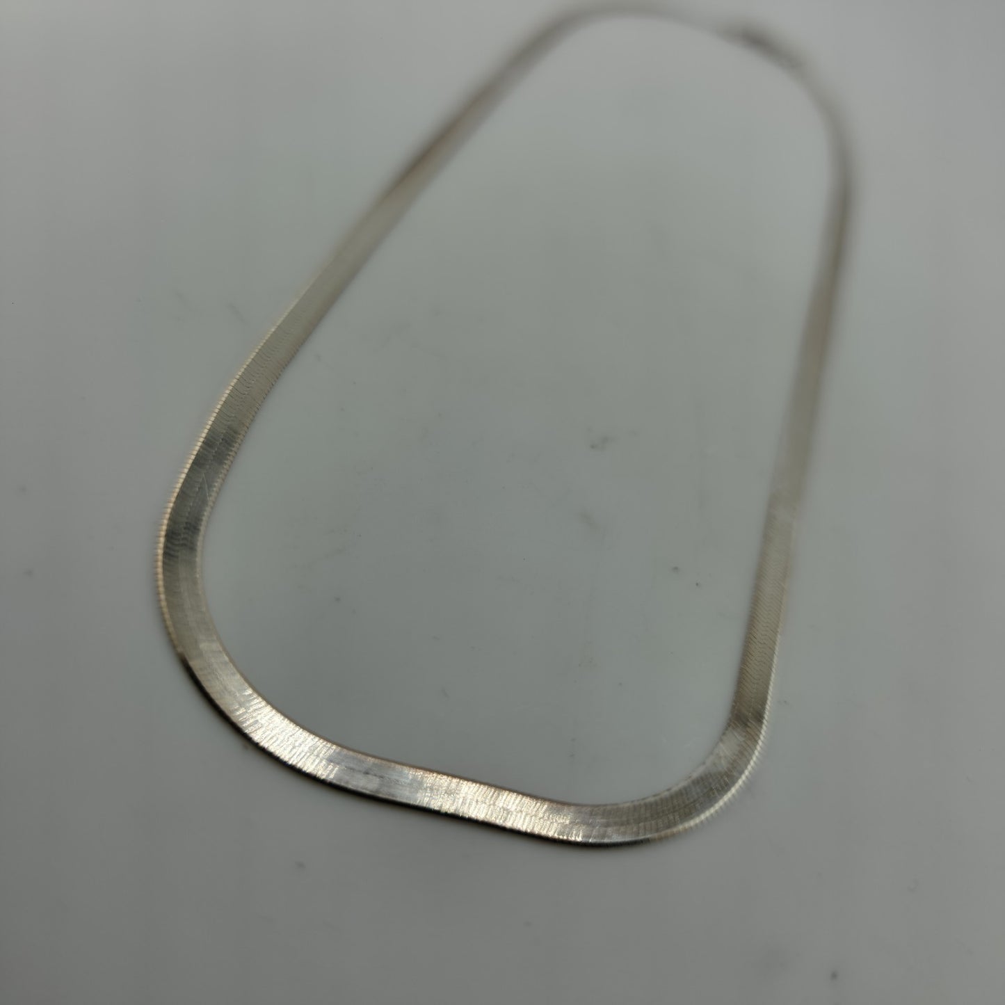 Italy 925 Sterling Silver Herringbone Chain 17” 3mm Lobster Clasp Necklace