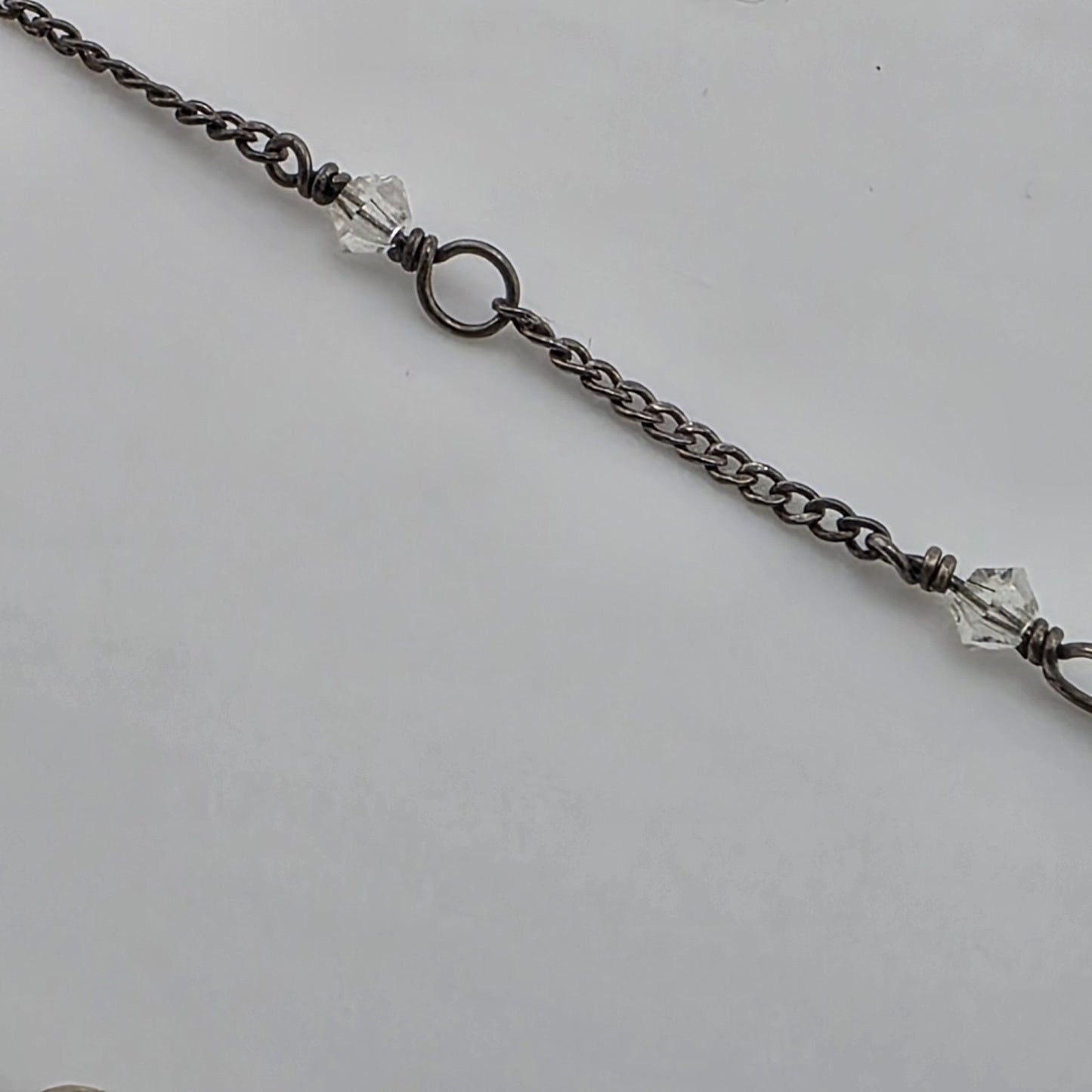 sterling silver Necklace 16 Inches Yellow Glass Beads Vintage