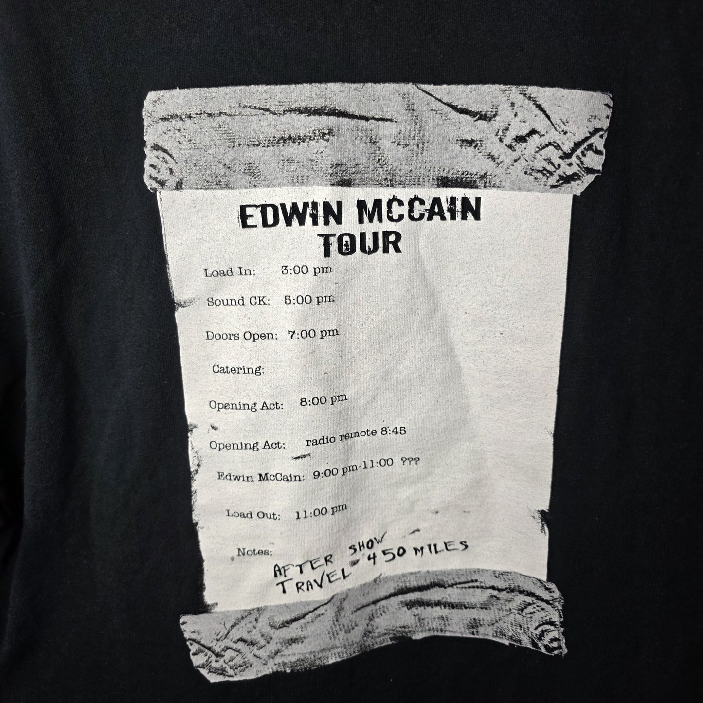 Edwin McCain Shirt Mens XL Black Tour Concert Band Tee After Show Travel 450