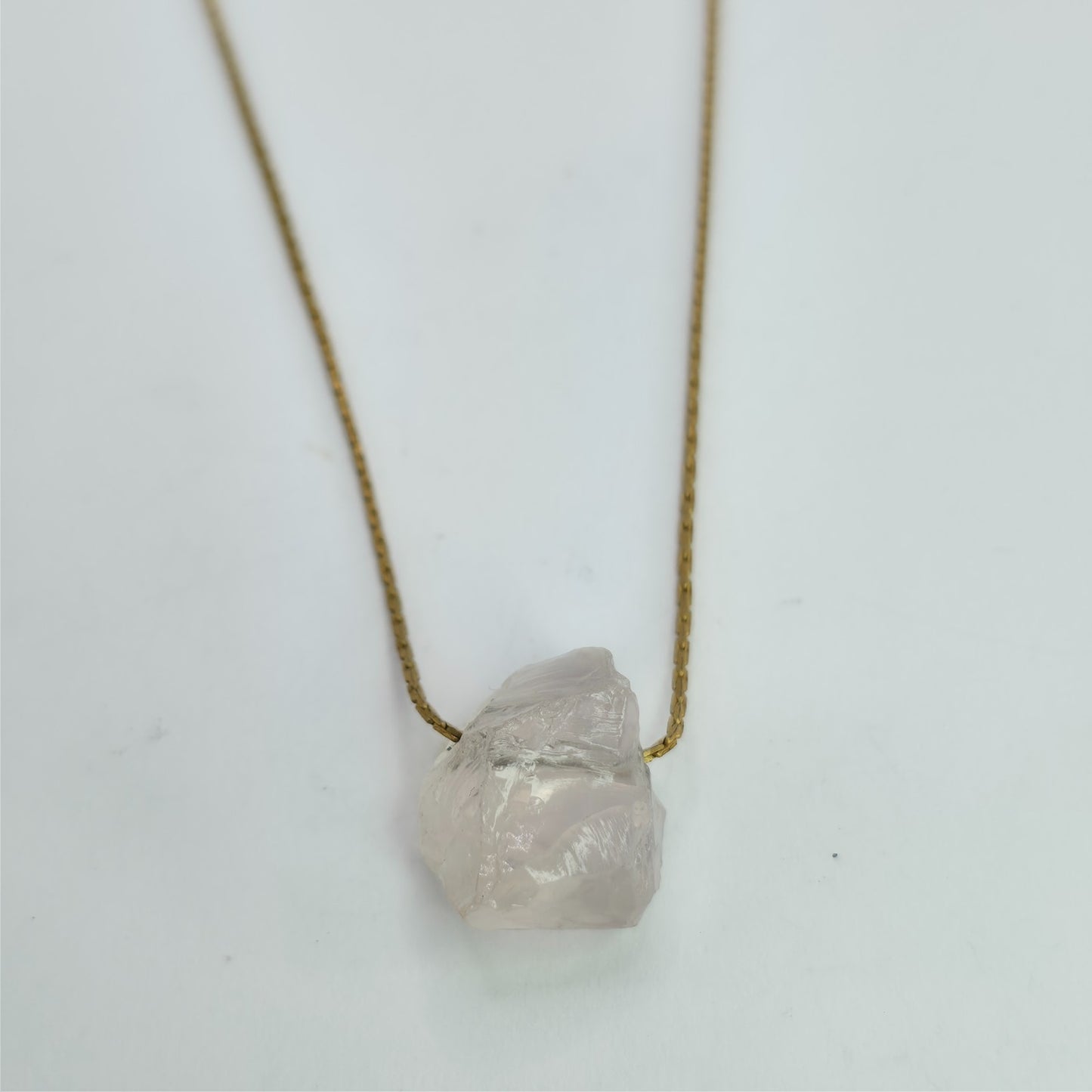 Necklace 14K Gold Over Brass GF Raw Quartz Pendant SIZE 14" Cute Dainty Jewelry