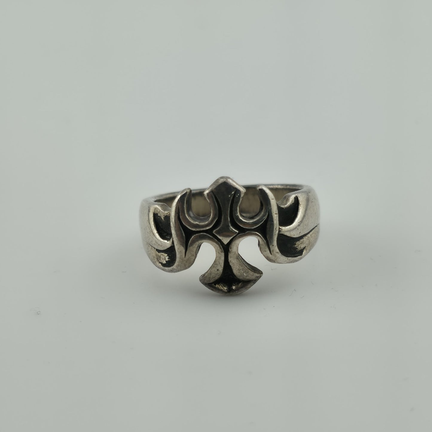 Sterling Silver Ring Gothic Cross Religious Heavy 10g Size 9.75 Vintage Punk