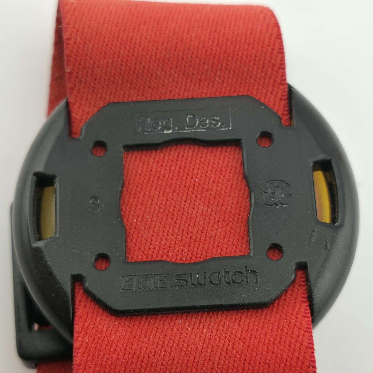 Vintage Swatch Pop Watch 1988 Red Band Skeleton Transparent Dial Rare New Batter