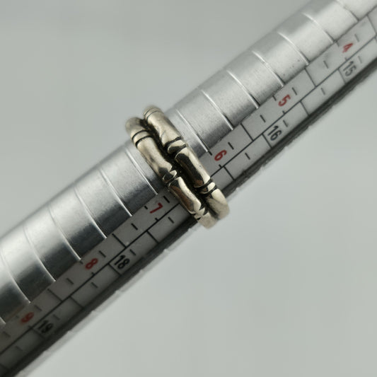 Bone Bamboo Textured Ring 925 Sterling Silver Jewelry Signed MD Size 6.5