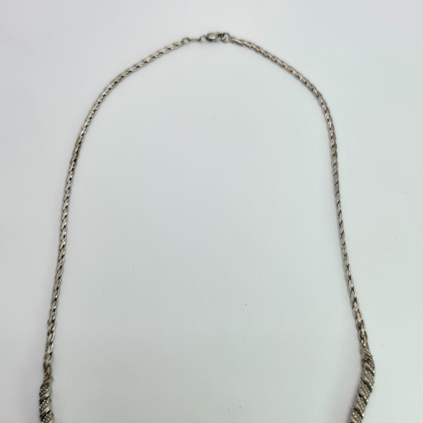 925 Sterling Silver Heng Ngai Necklace Genuine Diamond 1/2 Ct V Shape Vintage