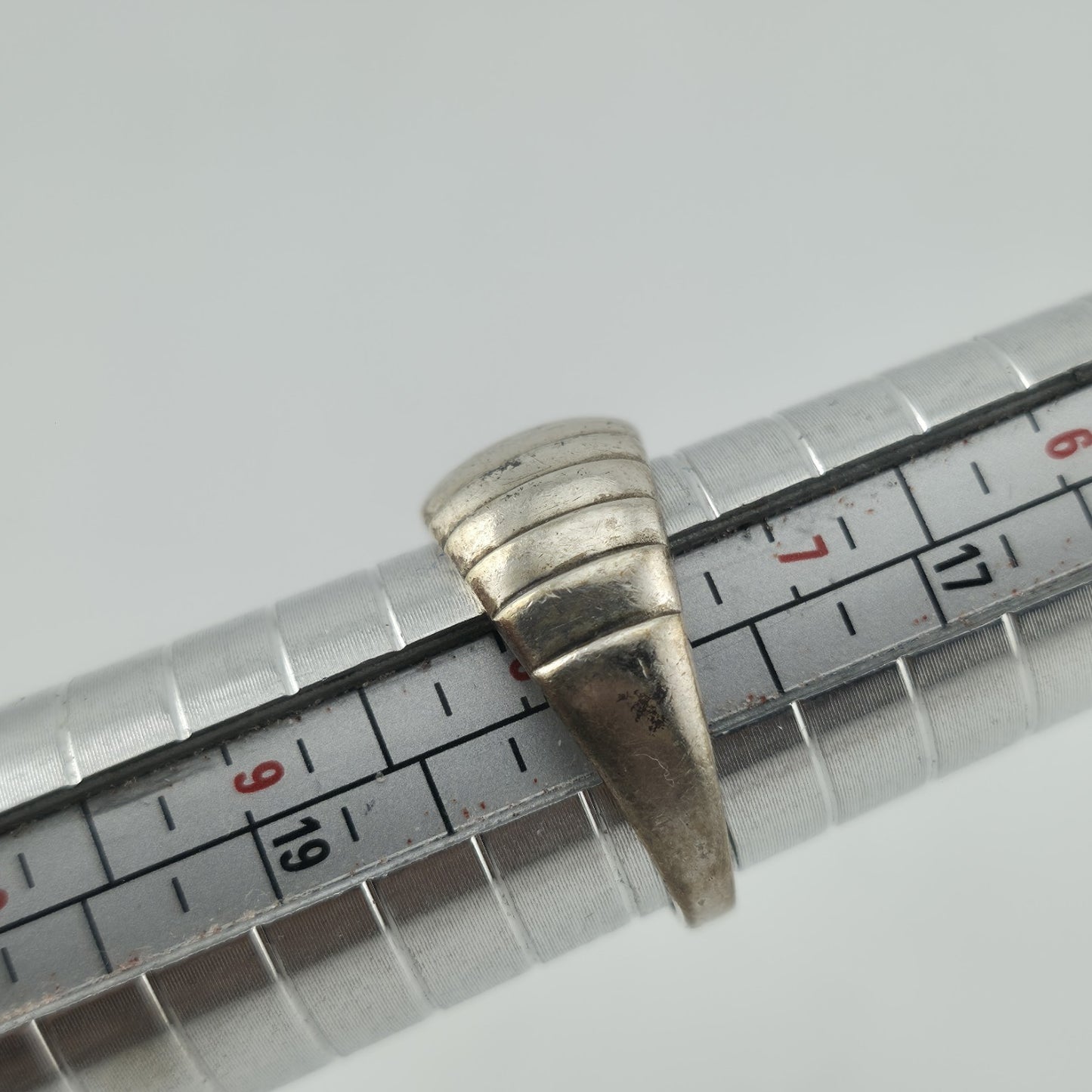 Cellini Ring Sterling Silver Domed Lines Ribbed 925 Size 7.75 Band Ring Vintage