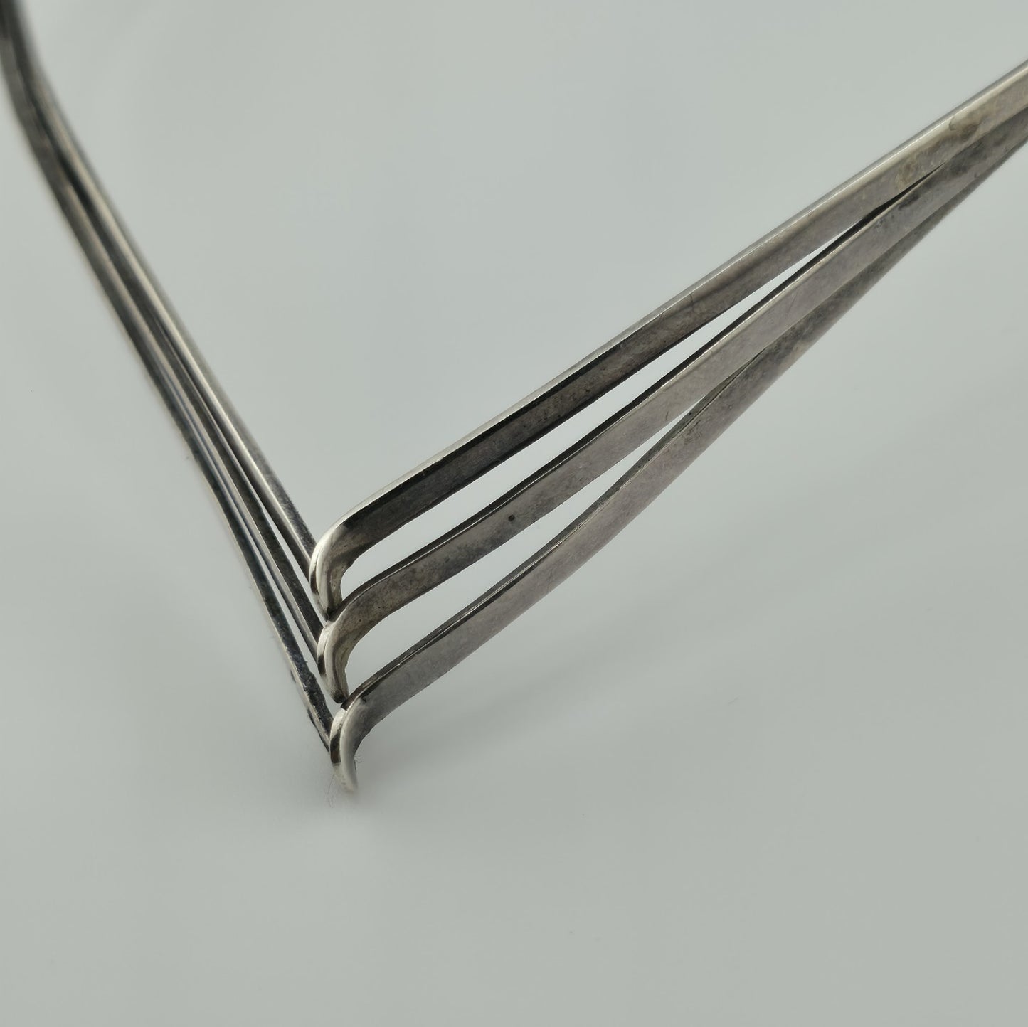 Collar Choker Necklace Stetling Silver Chevron Signed Mexico Twisted Vintage