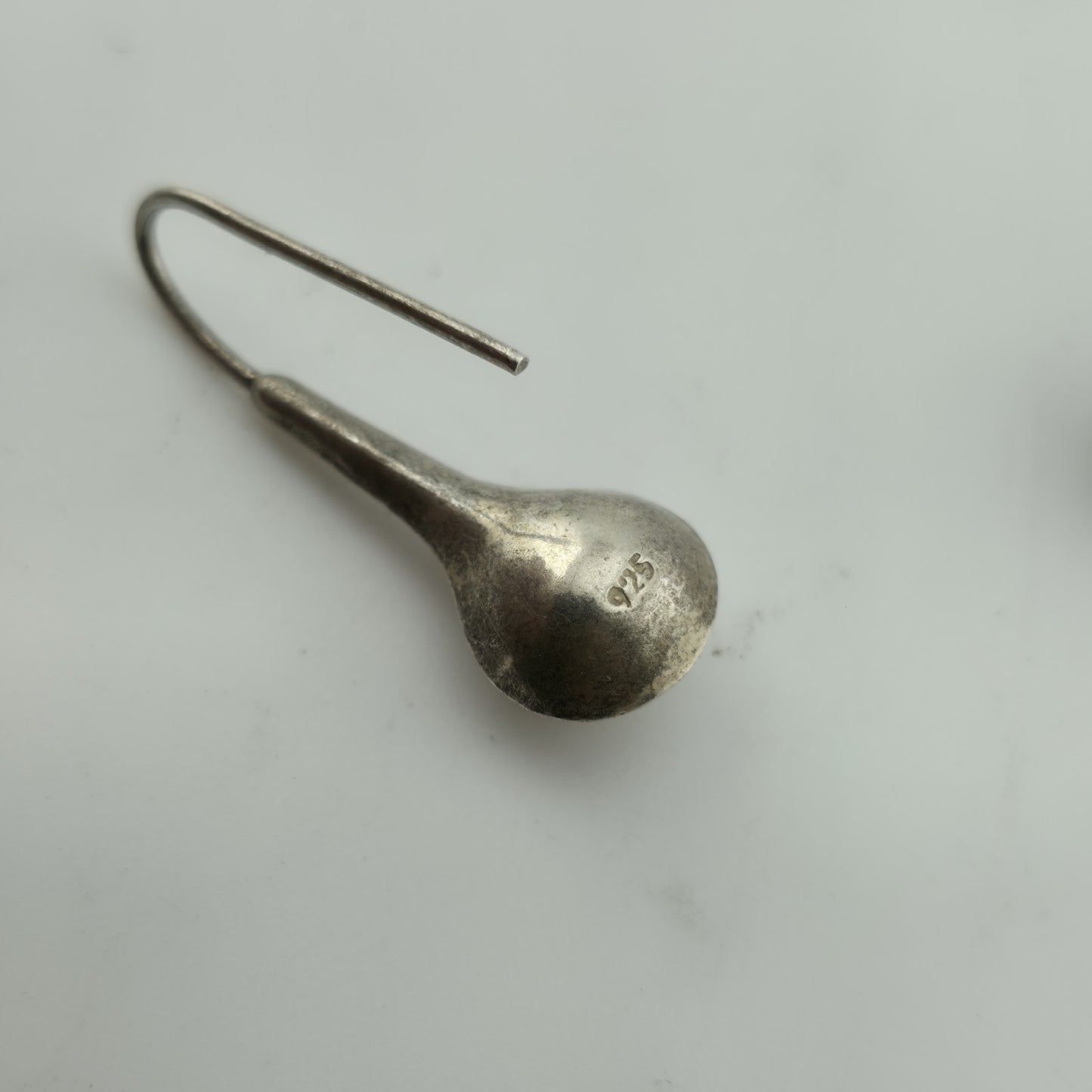 Vintage  925 Sterling SIlver  Teardrop  Pierced Earrings