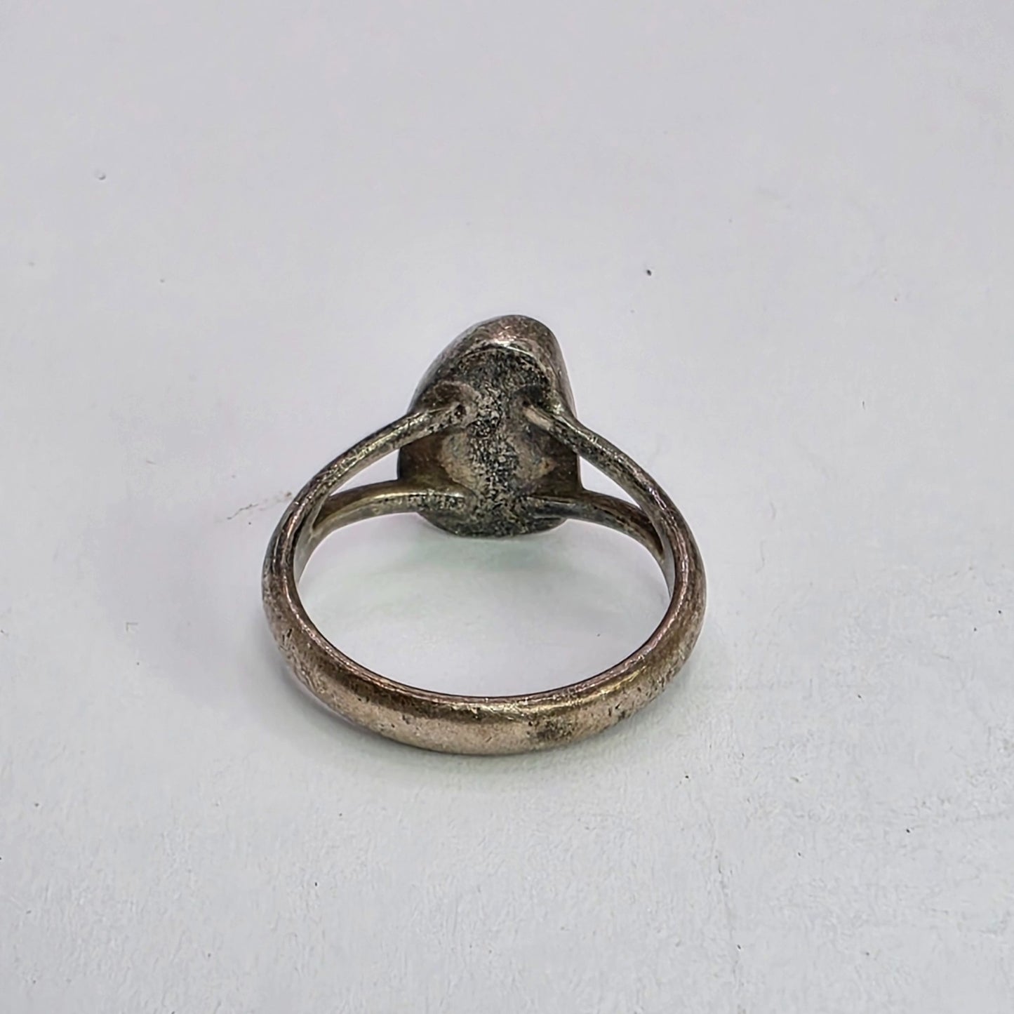 925 STERLING SILVER Ring purple marble Stone Art Deco Jewelry Vintage 5.75