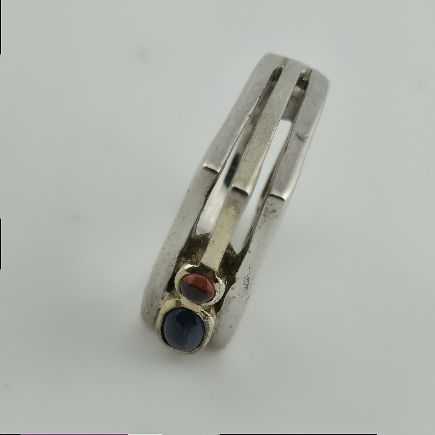 Sterling Silver Ring Mid-Century contemporary Artisan Minimalist Square Stack 8