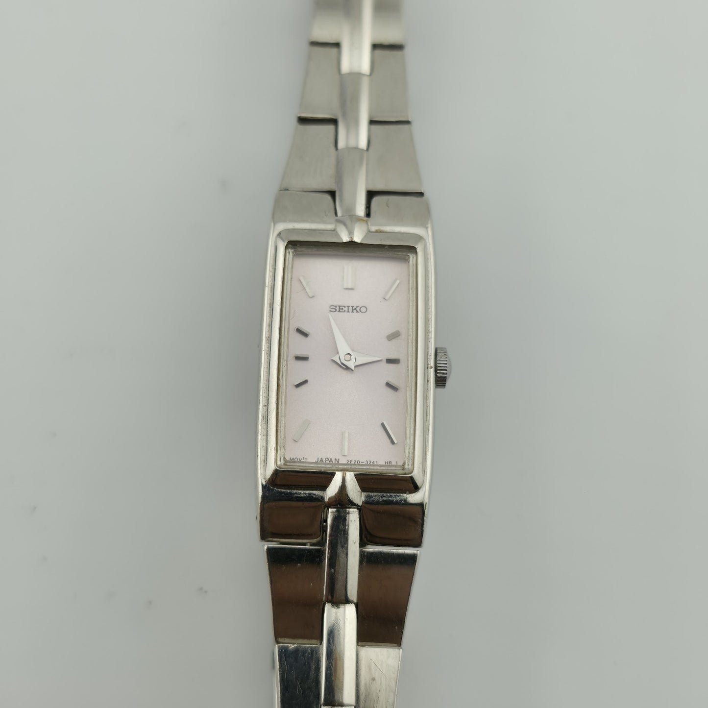 Seiko Watch Ladies Pink Dial Stainless Steel Quartz 2E20-3241 HR 1 Size 5 1/2" Vintage