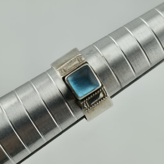 Alice Platero Sterling Silver Ring Size 6.5  Blue Stone artisan Navajo Vintage