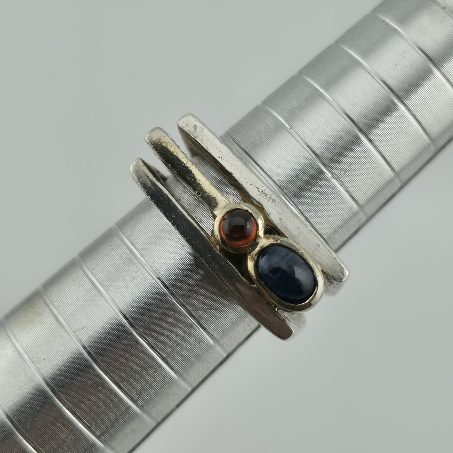 Sterling Silver Ring Mid-Century contemporary Artisan Minimalist Square Stack 8