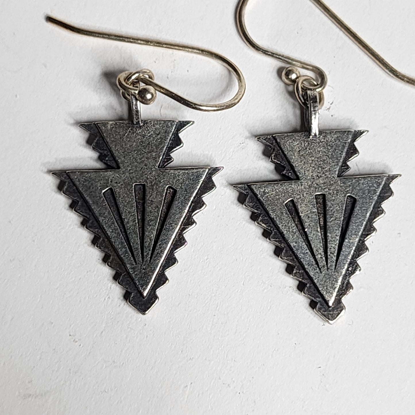 925 Sterling Silver Earrings Arrow Heads Tested Native American Jewelry