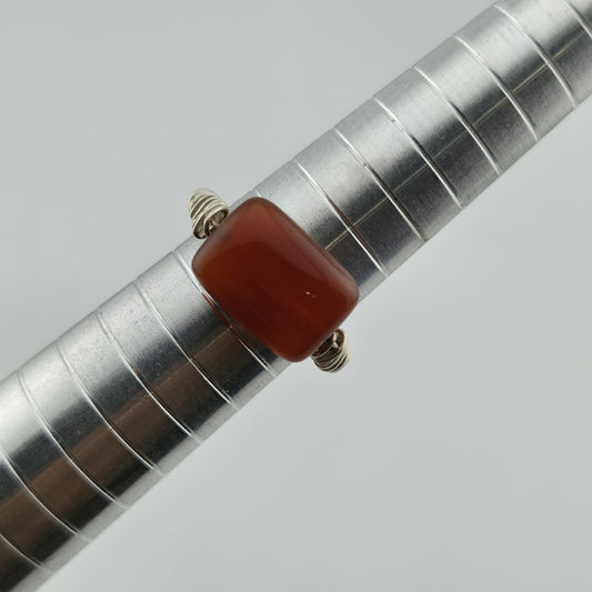 Sterling Silver Ring Carnelian Stone Cocktail Goth size 725