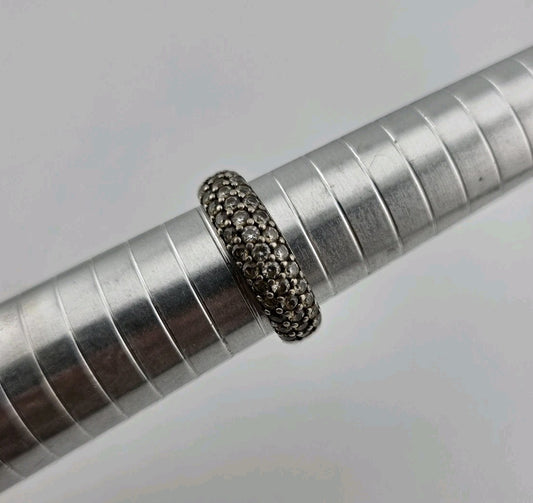 925 Sterling Silver Ring white Stone Vintage Band  Size 9