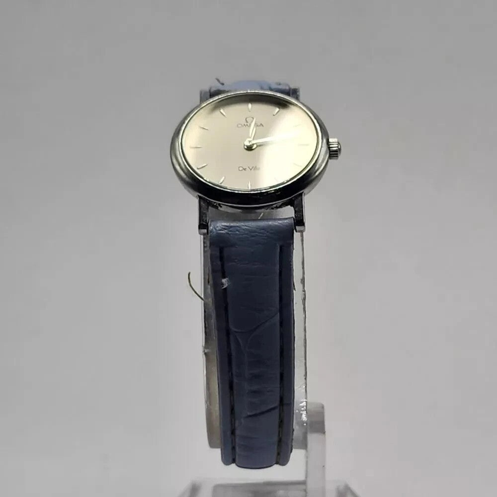 Omega Watch De Ville 5951111 22mm Womens Silver Light Blue Analog 13 Jewels