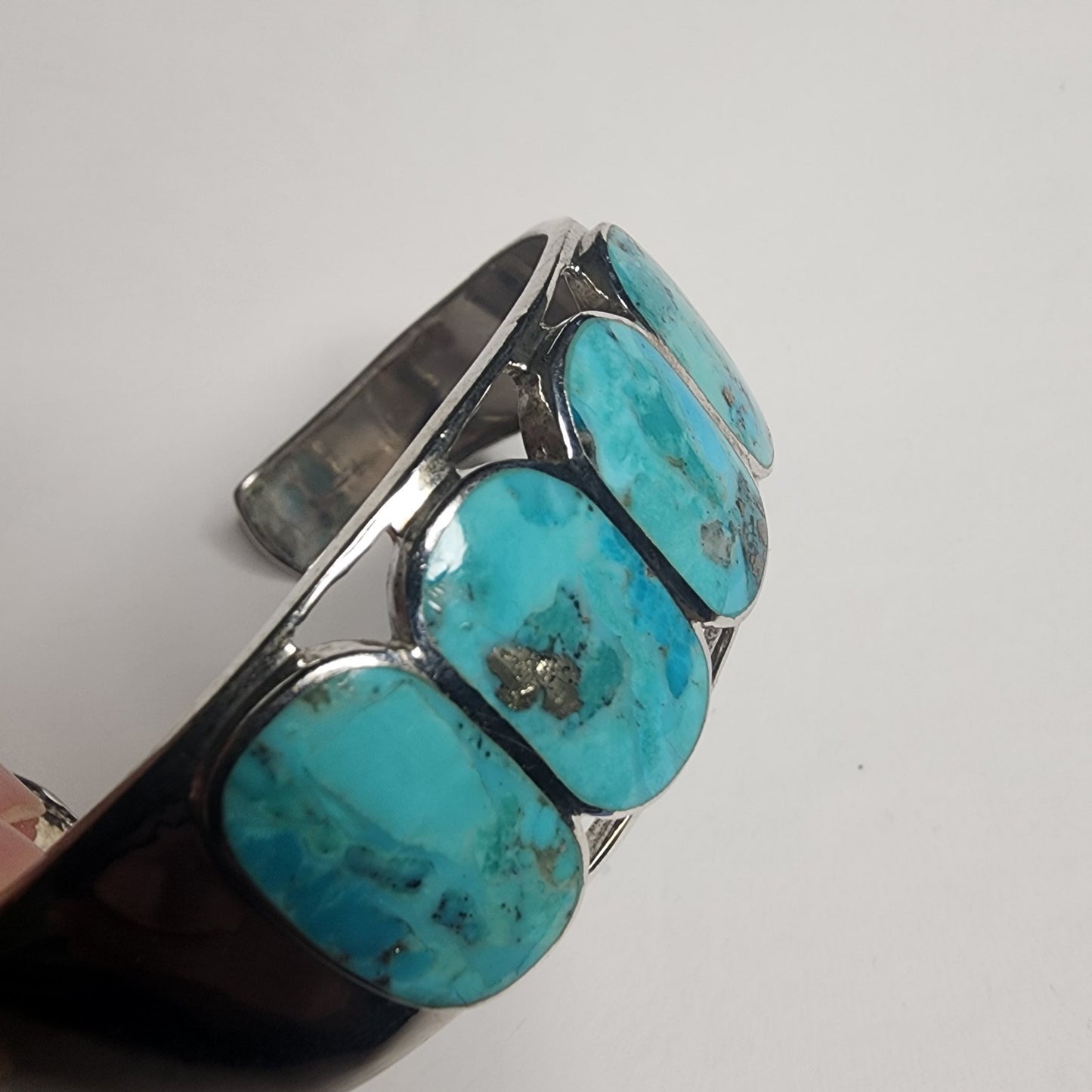 925 Sterling Silver Cuff Bracelet Turquoise Stones Mexico Southwestern style