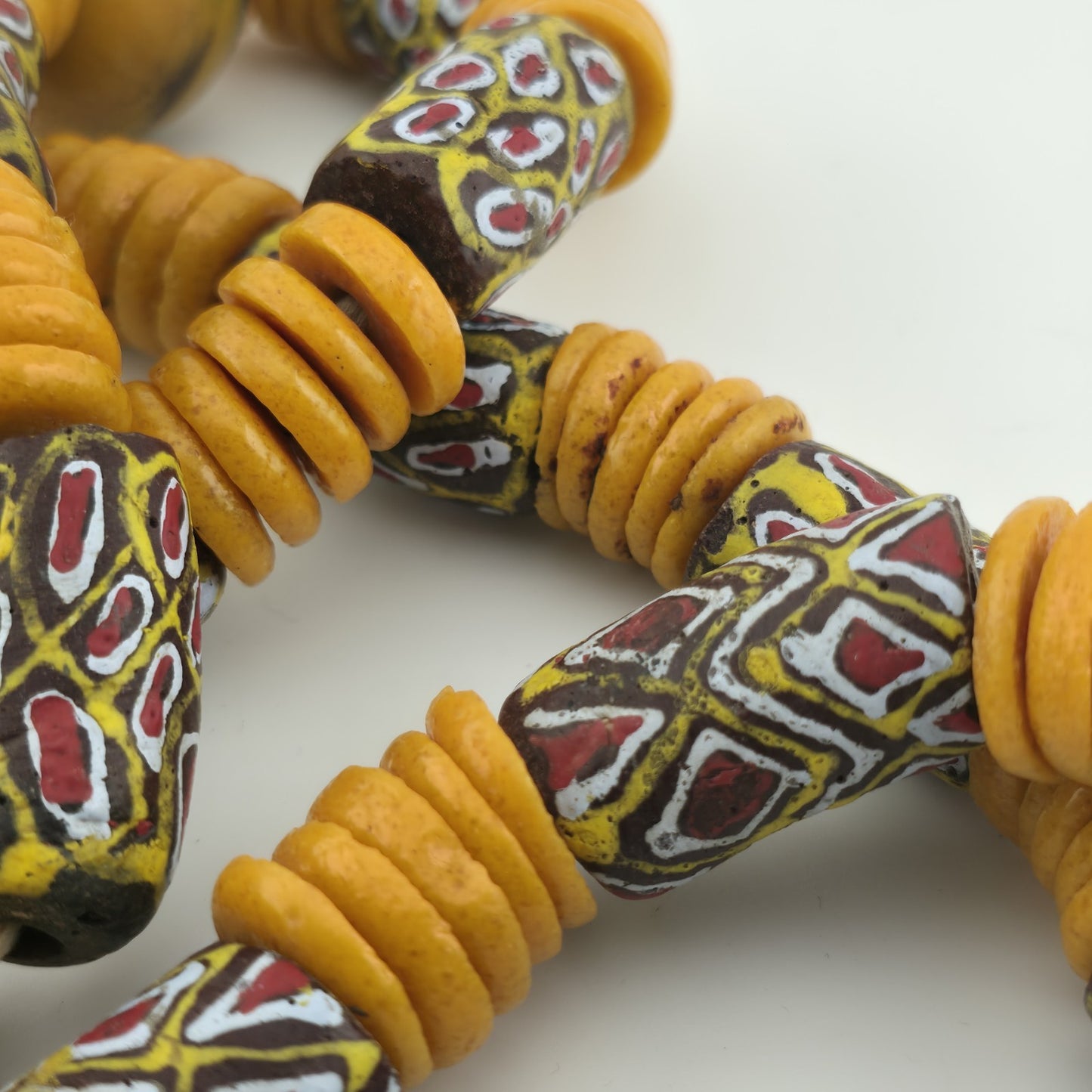 Handmade African Trade Bead & Lampwork Glass Pendant Necklace – 17" Drop Boho Tribal Folk Art