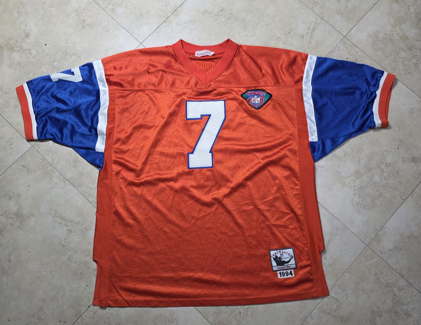 Mitchell & Ness Throwbacks John Elway #7 Denver Broncos 1994 Jersey Size 54