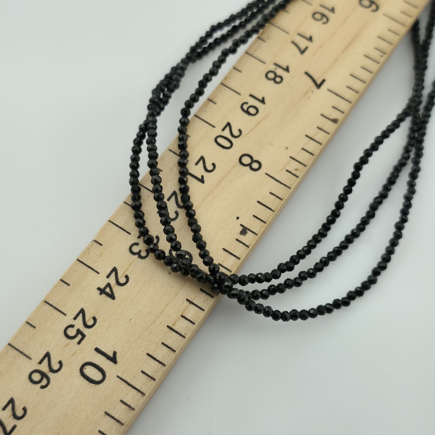 Thai Black Spinel Bead Necklace 3-Layer Necklace in 925 Sterling 18 in 55 ctw
