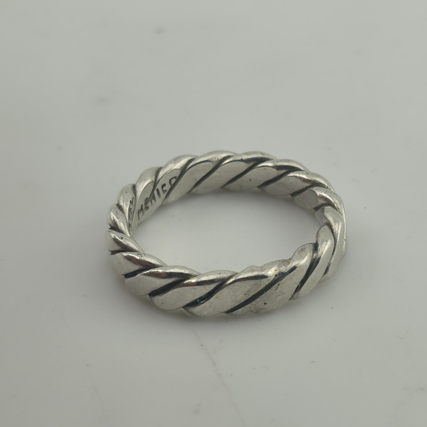 Vintage Mexico 925 Sterling Silver Twisted Rope Band Ring Size 7