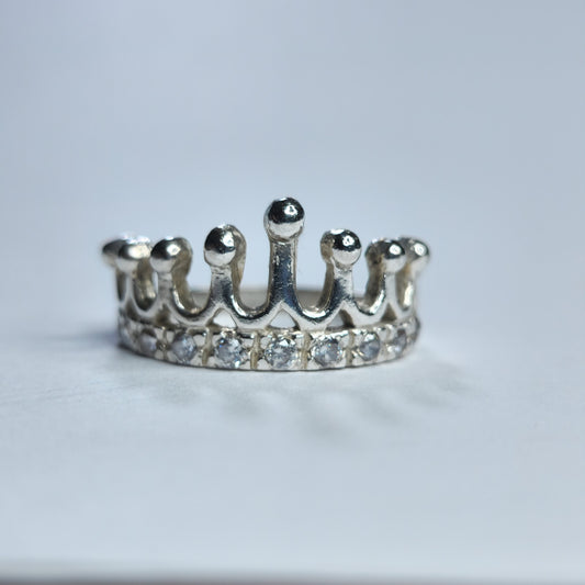 925 Sterling Silver Tiara Ring Princess Crown Band Size 6.5 Dainty Royal Style