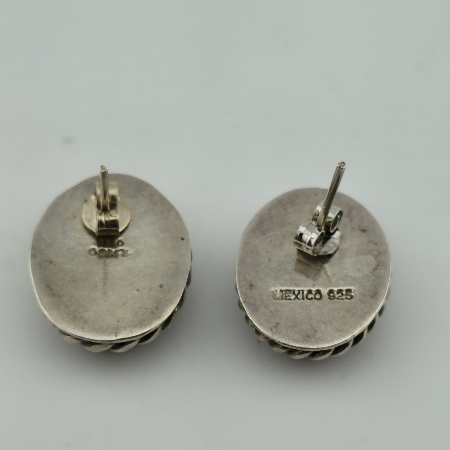 OVAL CARNELION STUD EARRINGS STERLING SILVER 925 MEXICO Vintage