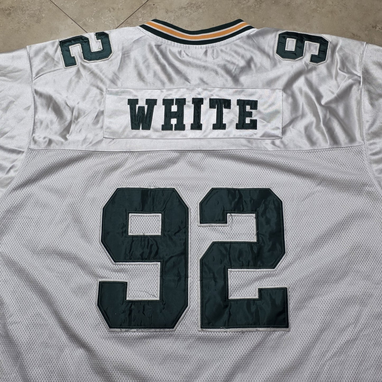 Mitchell & Ness Throwbacks Sewn Stitched Reggie White #92 White Jersey size 58