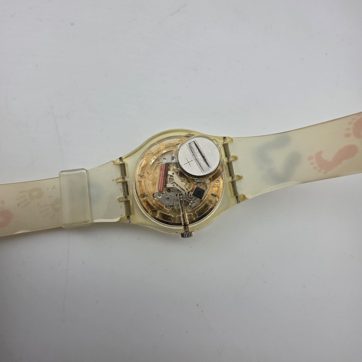 Swatch Watch SAUTE MOUTON Watch GK384 Foot Hand Print crayon 2002 New Battery