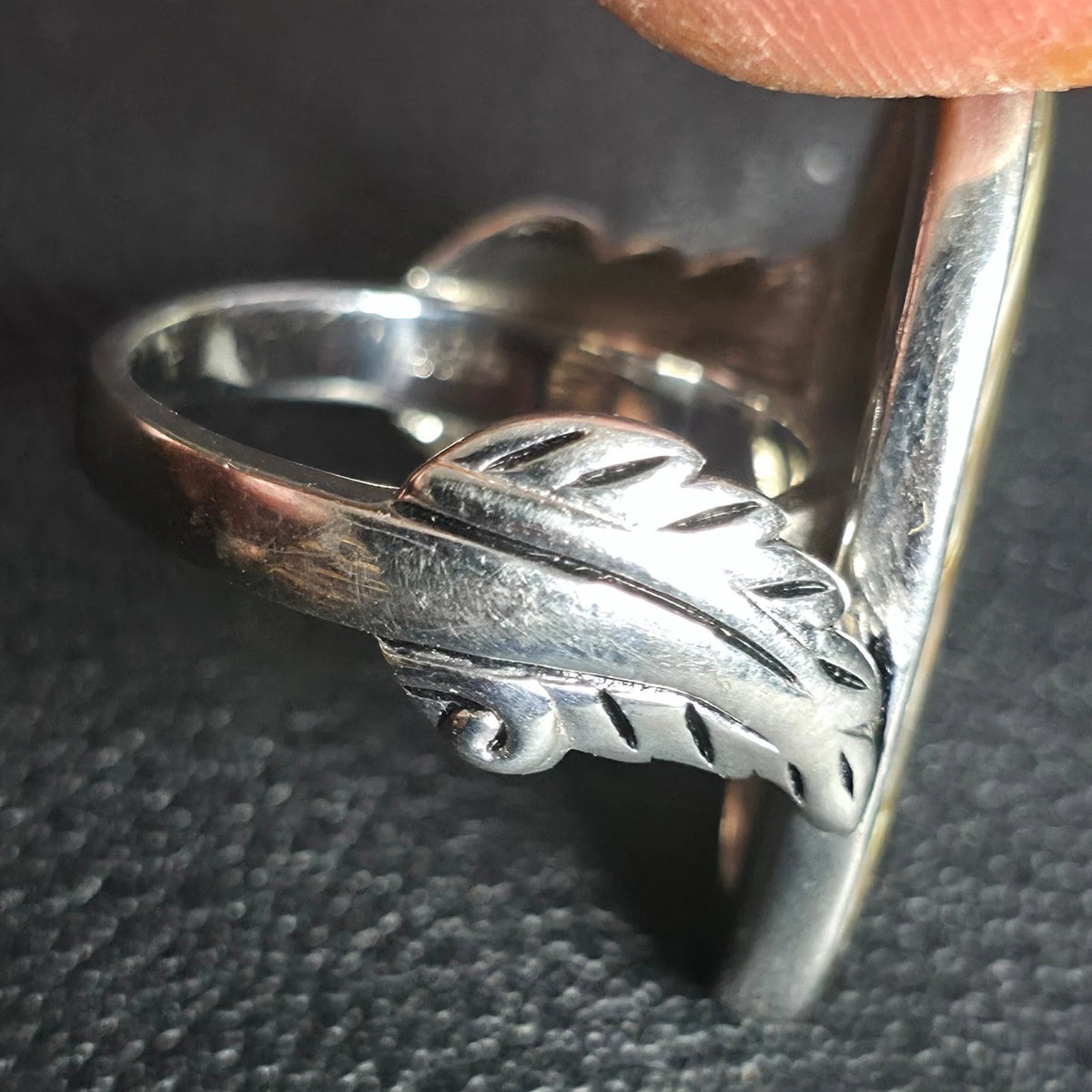 Sterling Silver Abalone Shell Ring Size 7 Rhodium Plated Flower Design BBJ 925