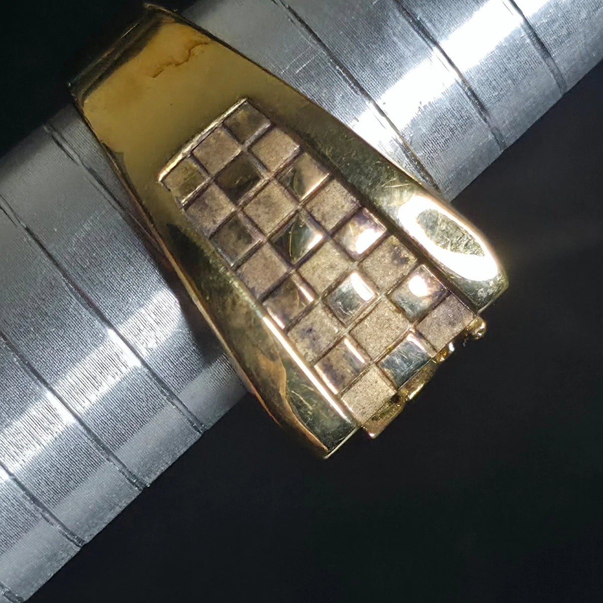 Sterling Silver Corvette Ring Size 10 Gold Tone Checkered Flag Signet