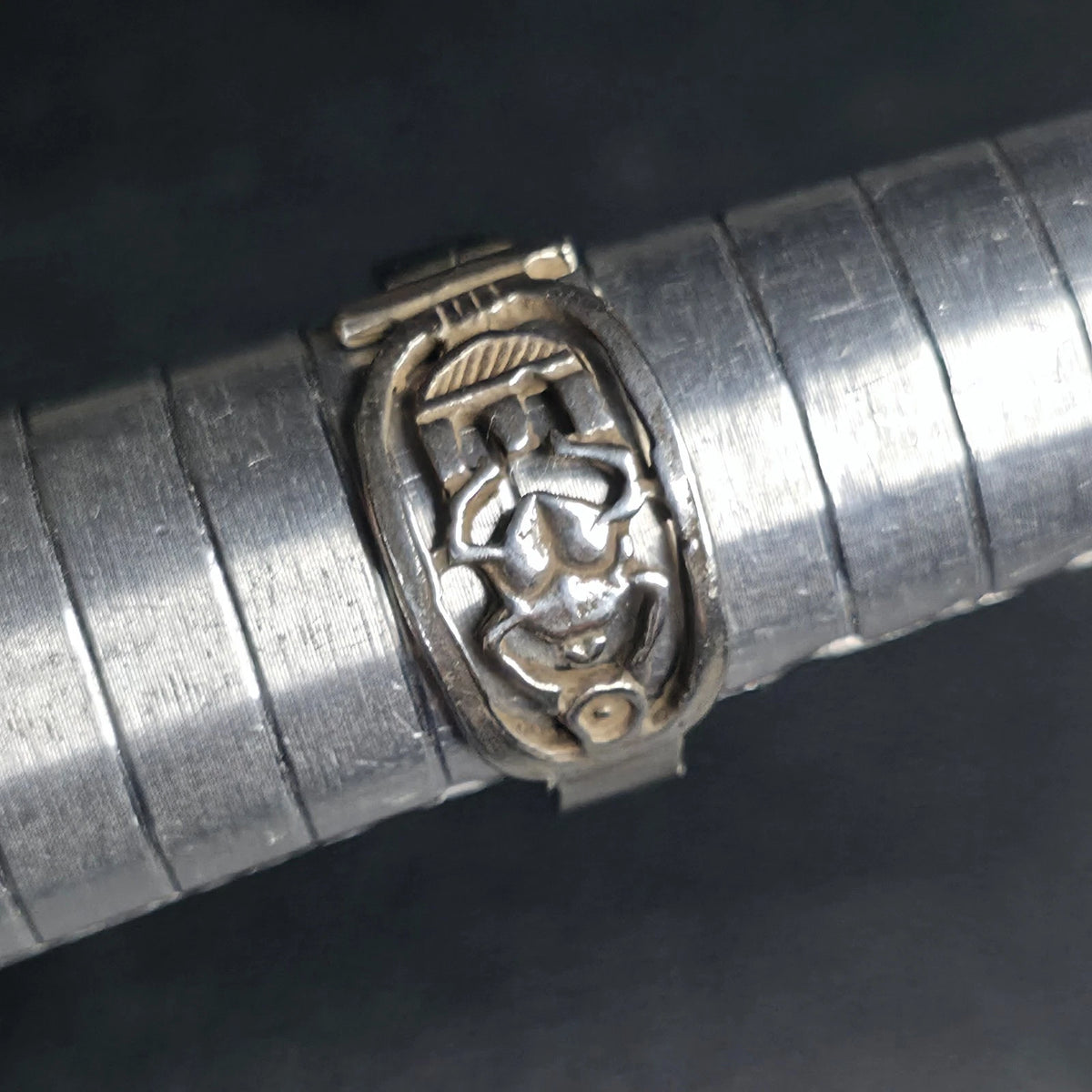 Sterling Silver Scarab Beetle Openwork Band Ring Sz 7 Egyptian Style
