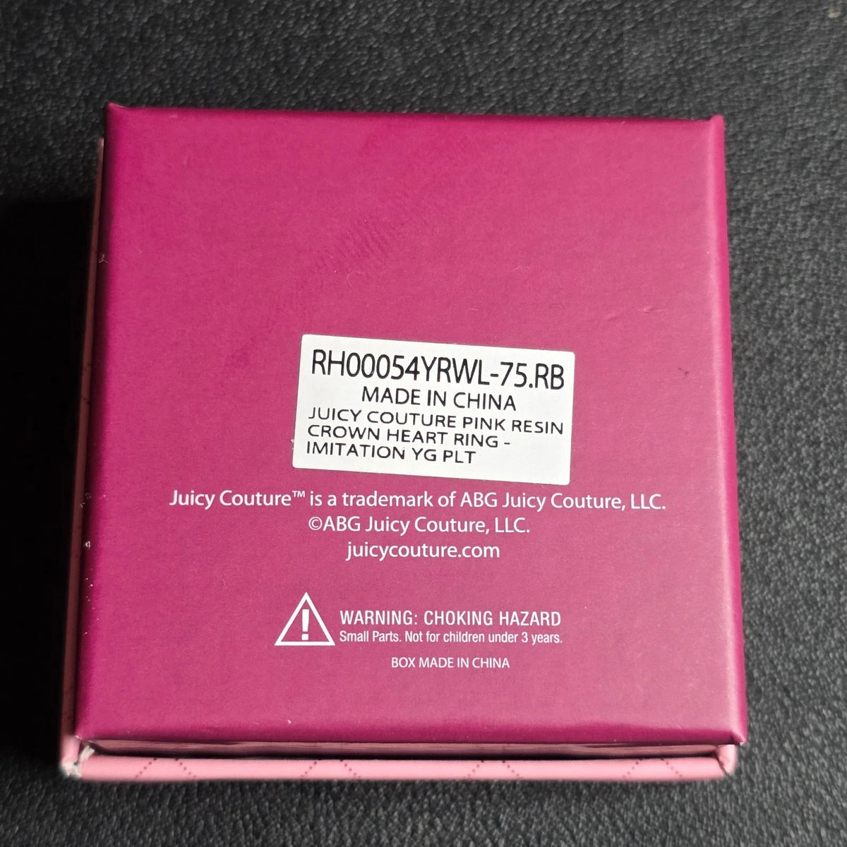 Juicy Couture Pink Resin Crown Heart Ring Size 7.5 New In Box Y2K
