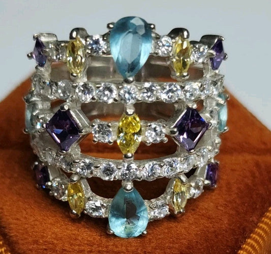 A Regal Statement: The Multi-Gemstone Sterling Silver Cocktail Ring