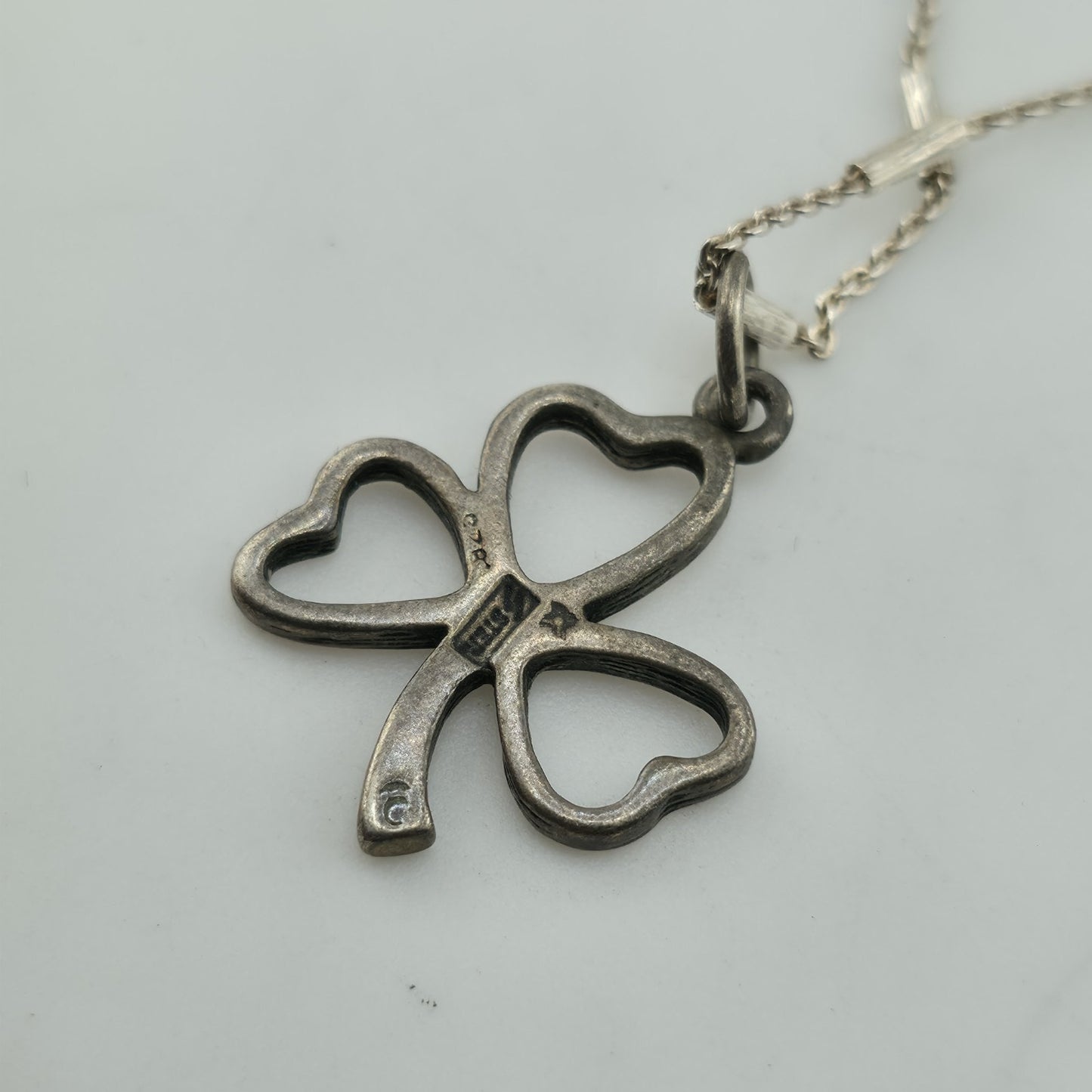 925 Sterling Silver Clover Shamrock Pendant Necklace Dainty Chain 18"