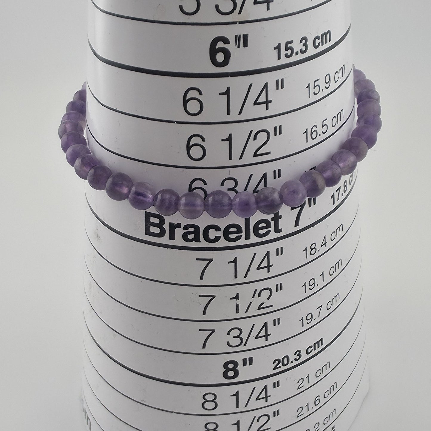 Vintage Amethyst Beaded Stretch Bracelet 4.48mm Purple Gemstone 6.75" Jewelry
