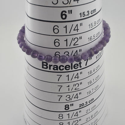Vintage Amethyst Beaded Stretch Bracelet 4.48mm Purple Gemstone 6.75" Jewelry